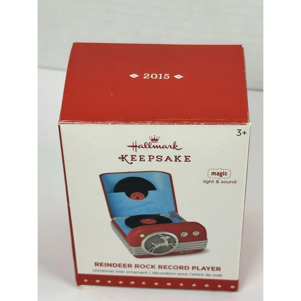 Hallmark Keepsake Ornament 2015 Reindeer Rock Record Player Light & Sound QGO143